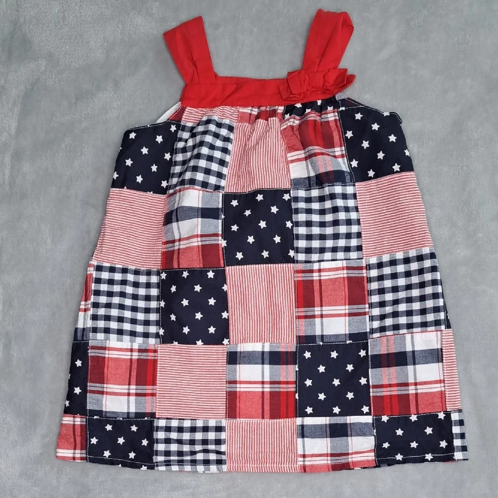 Gymboree Dress Girls 18-24 Months Plaid Stars Stripes Patchwork Lined